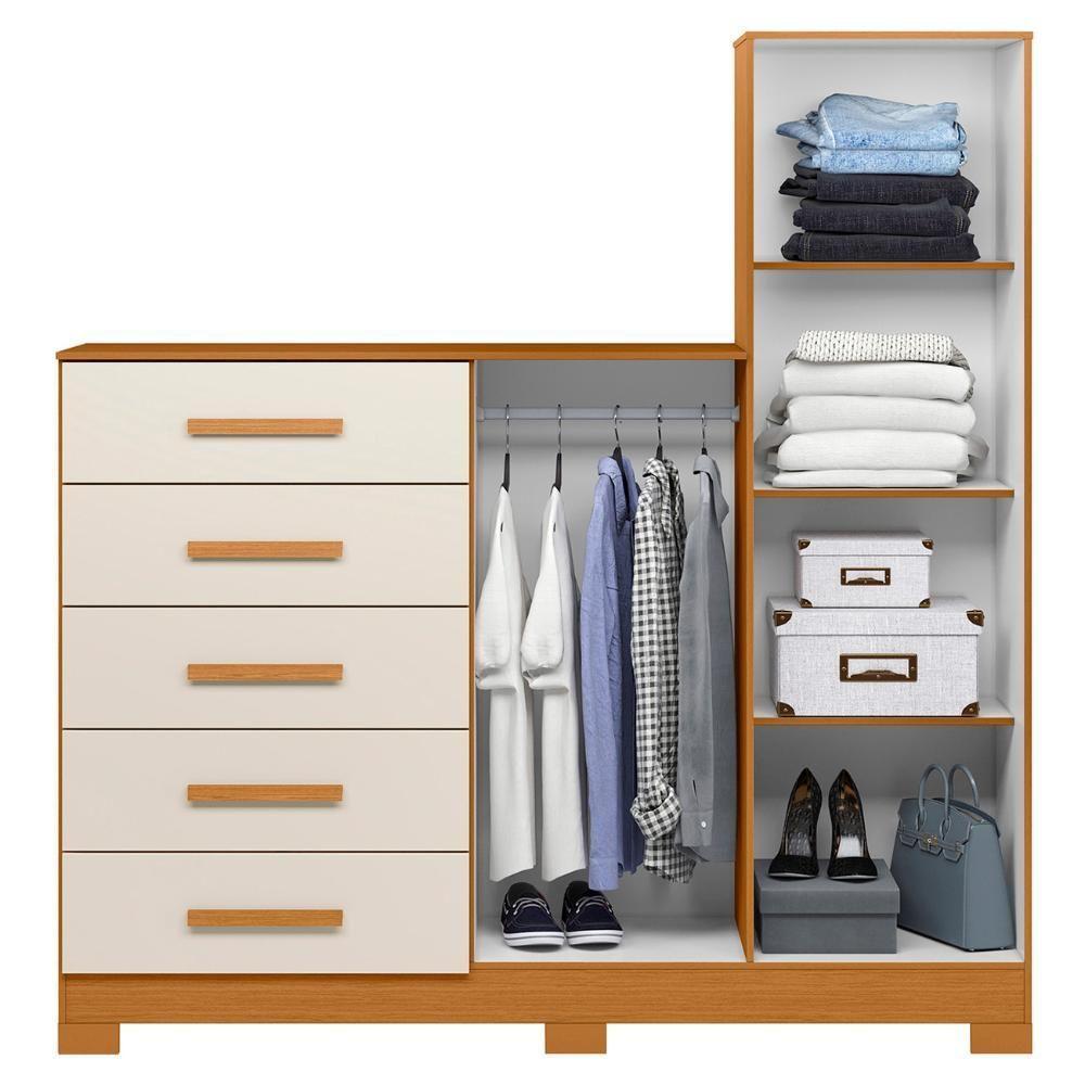 Guarda Roupa Cômoda Com Espelho 158cm Suiça A02 Off/cinamomo - Mpozenato - 6