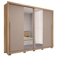 Guarda Roupa Casal 2 Portas De Correr Com Espelho Praticus Buriti/fendi - Caemmun - 1