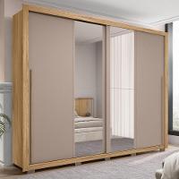 Guarda Roupa Casal 2 Portas De Correr Com Espelho Praticus Buriti/fendi - Caemmun - 2