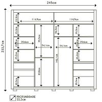 Guarda Roupa Casal 2 Portas De Correr Com Espelho Praticus Buriti/fendi - Caemmun