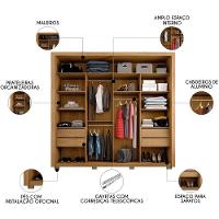 Guarda Roupa Casal 2 Portas De Correr Com Espelho Praticus Buriti/fendi - Caemmun - 5