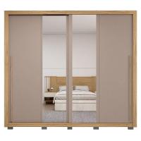 Guarda Roupa Casal 2 Portas De Correr Com Espelho Praticus Buriti/fendi - Caemmun - 6