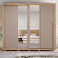 Guarda Roupa Casal 2 Portas De Correr Com Espelho Praticus Buriti/fendi - Caemmun - 8