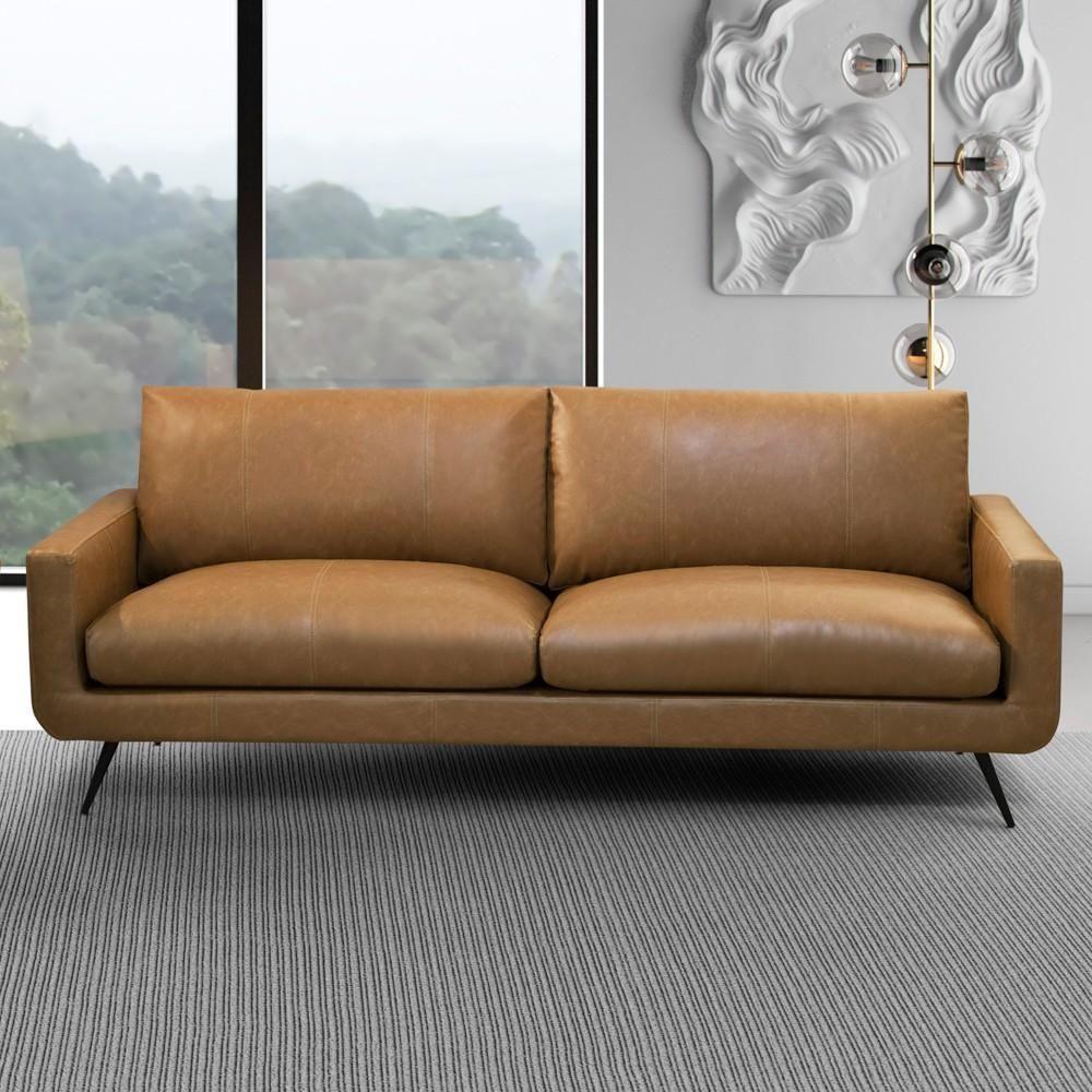 Sofá 4 Lugares Para Sala Living 282cm Merli L08 Couro Camel - Mpozenato - 2