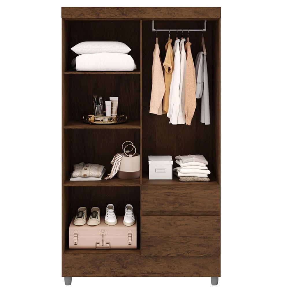 Guarda Roupa Solteiro 103cm Com 4 Portas Ideal Imbuia Rústico - Vila Rica - 5