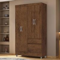 Guarda Roupa Solteiro 103cm Com 4 Portas Ideal Imbuia Rústico - Vila Rica - 2