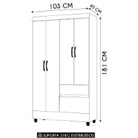 Guarda Roupa Solteiro 103cm Com 4 Portas Ideal Imbuia Rústico - Vila Rica