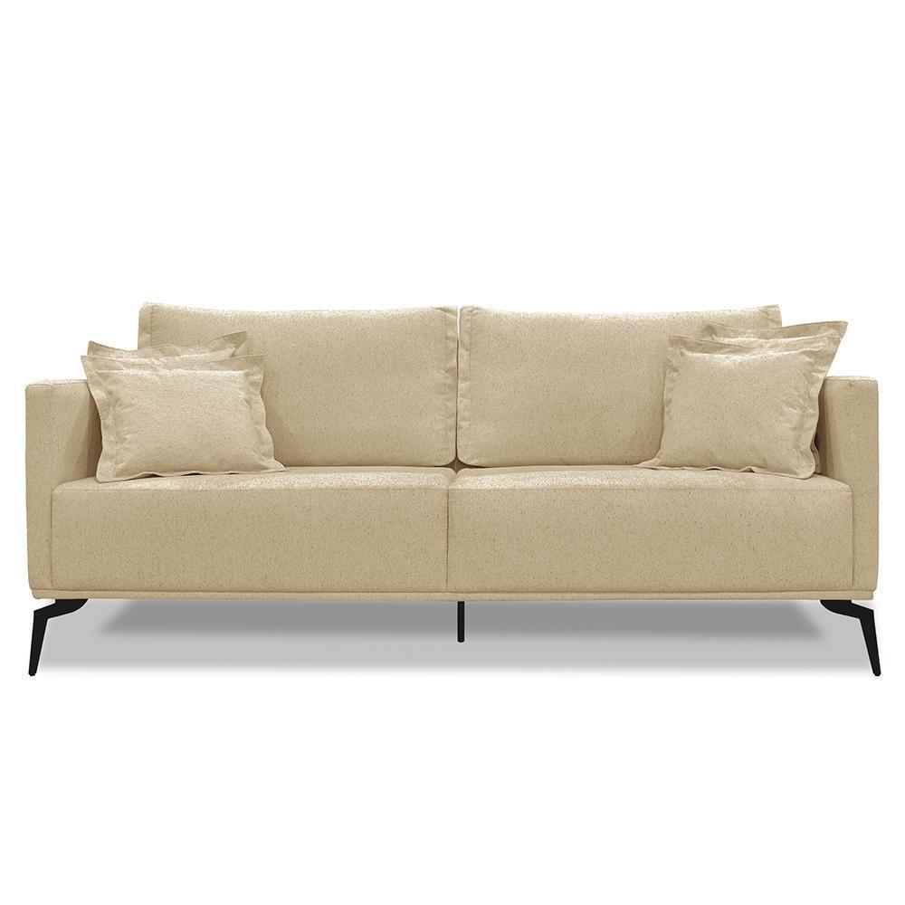 Sofá 3 Lugares 220cm Pés De Metal Vecchia S06 Linho Dourado - Mpozenato - 5