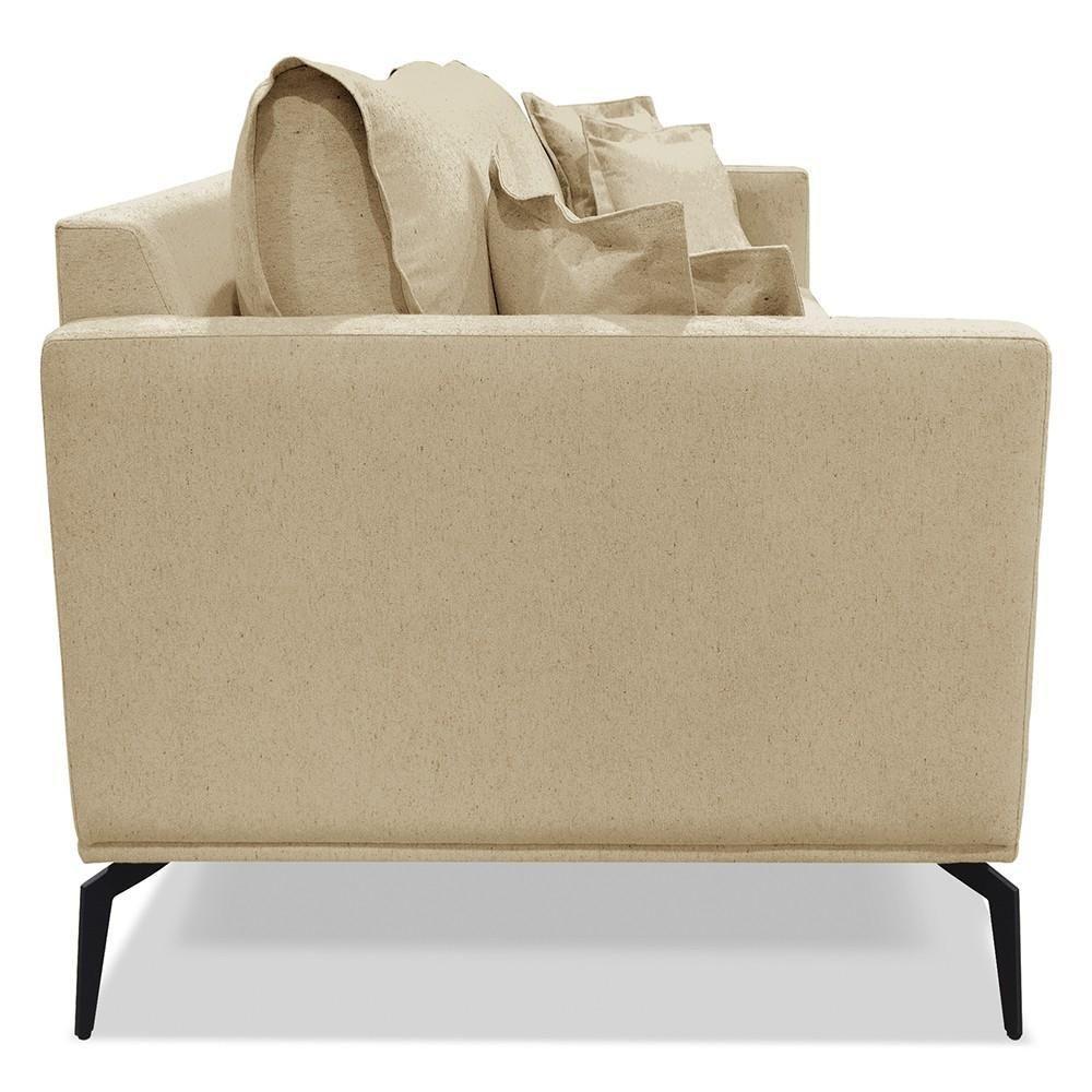 Sofá 3 Lugares 220cm Pés De Metal Vecchia S06 Linho Dourado - Mpozenato - 7