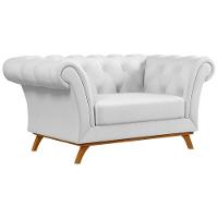 Sofá Para Sala De Estar 150cm 1 Lugar Base Madeira Império C-12 Corano Branco - Domi - 1