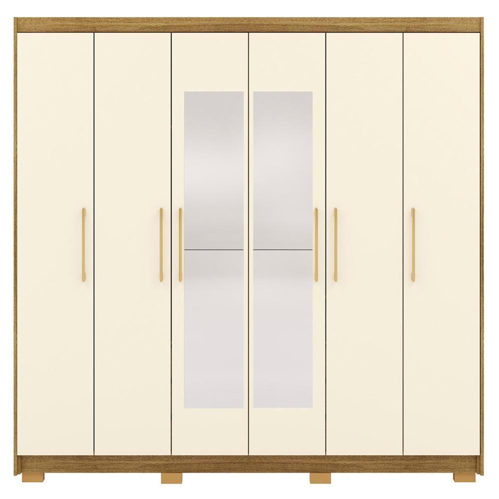 Guarda Roupa Casal 223cm Com Espelho Pako Nature/champanhe V02 - Mpozenato - 6