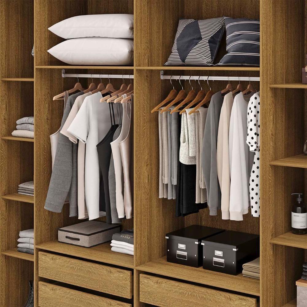 Guarda Roupa Casal 223cm Com Espelho Pako Nature/champanhe V02 - Mpozenato - 7