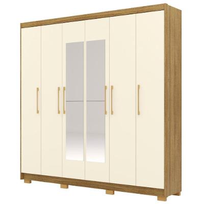 Guarda Roupa Casal 223cm Com Espelho Pako Nature/champanhe V02 - Mpozenato