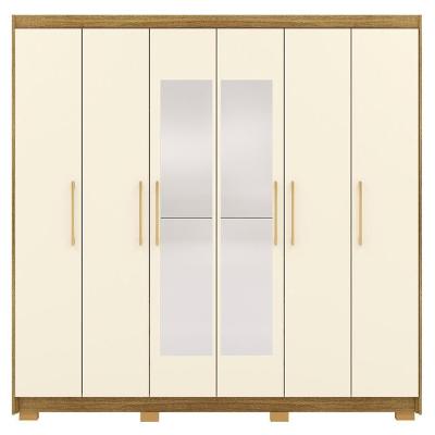 Guarda Roupa Casal Pako V02 6 Portas de Bater 6 Gavetas Nature-Champanhe Mpozenato
