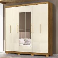 Guarda Roupa Casal 223cm Com Espelho Pako Nature/champanhe V02 - Mpozenato - 2