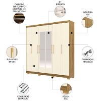 Guarda Roupa Casal 223cm Com Espelho Pako Nature/champanhe V02 - Mpozenato - 3