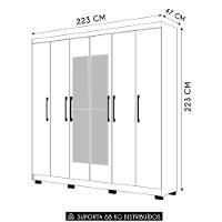 Guarda Roupa Casal 223cm Com Espelho Pako Nature/champanhe V02 - Mpozenato