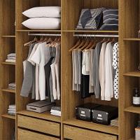 Guarda Roupa Casal 223cm Com Espelho Pako Nature/champanhe V02 - Mpozenato - 7