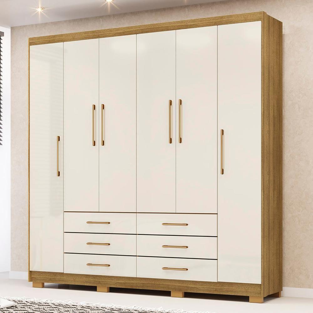 Guarda Roupa Casal 223cm 6 Portas Rick Nature/champanhe V02 - Mpozenato - 2