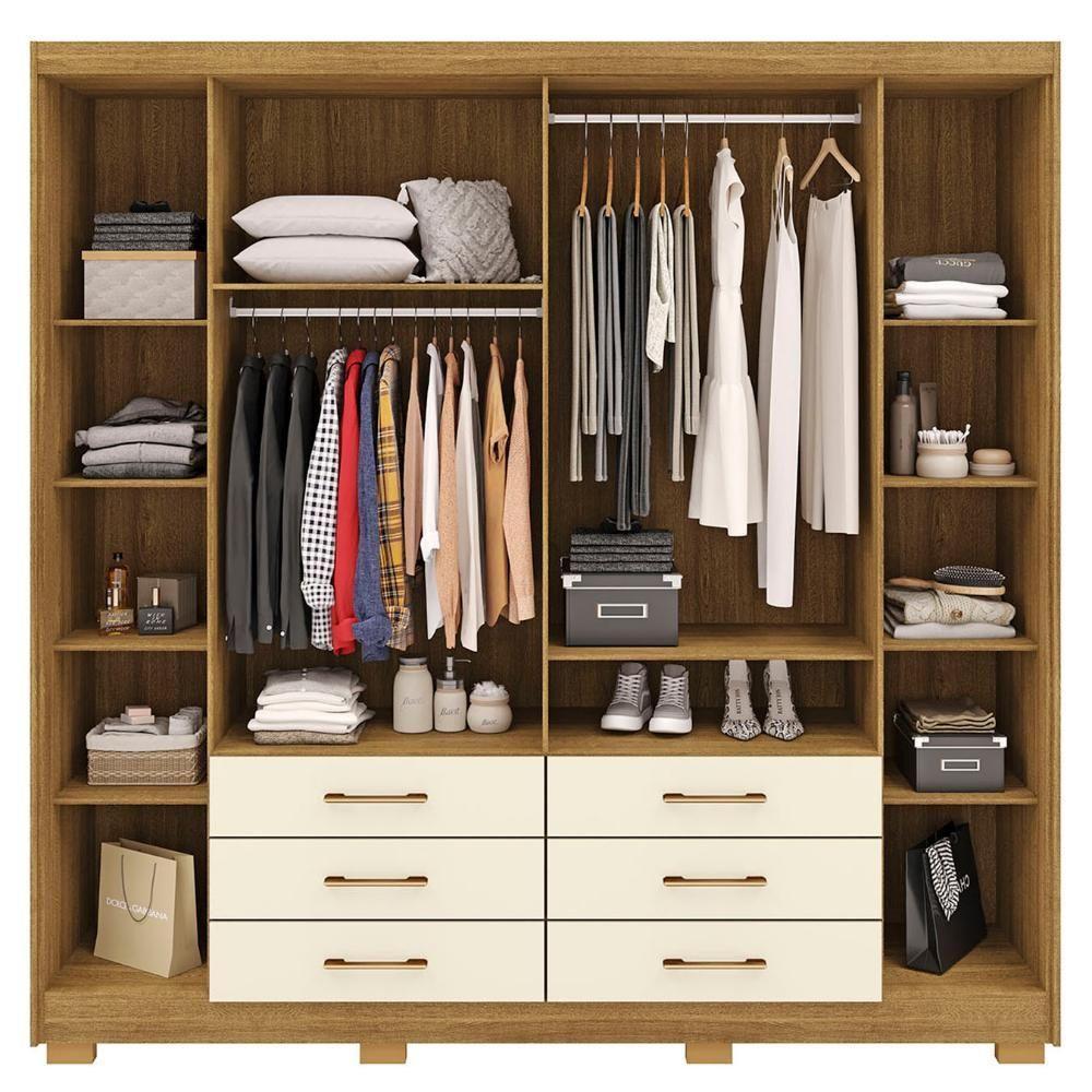 Guarda Roupa Casal 223cm 6 Portas Rick Nature/champanhe V02 - Mpozenato - 5