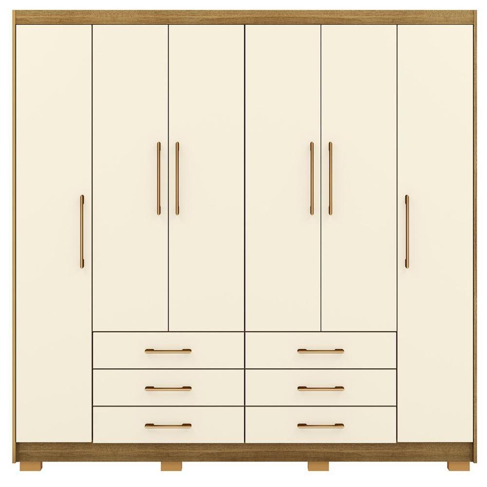 Guarda Roupa Casal 223cm 6 Portas Rick Nature/champanhe V02 - Mpozenato - 6