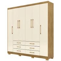 Guarda Roupa Casal 223cm 6 Portas Rick Nature/champanhe V02 - Mpozenato - 1