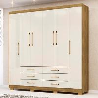 Guarda Roupa Casal 223cm 6 Portas Rick Nature/champanhe V02 - Mpozenato - 2