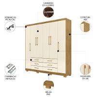 Guarda Roupa Casal 223cm 6 Portas Rick Nature/champanhe V02 - Mpozenato - 3