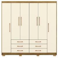 Guarda Roupa Casal 223cm 6 Portas Rick Nature/champanhe V02 - Mpozenato - 6