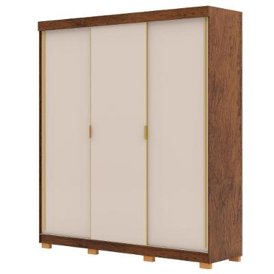 Guarda Roupa Casal 200cm 3 Portas Porto Flex Imbuia/fendi - Vila Rica