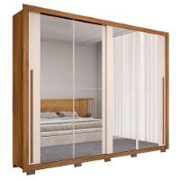 Guarda Roupa Casal 2 Portas De Correr E 8 Espelhos Praticus Freijó/off White - Caemmun - 1