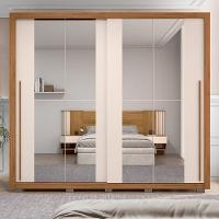 Guarda Roupa Casal 2 Portas De Correr E 8 Espelhos Praticus Freijó/off White - Caemmun - 2