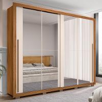 Guarda Roupa Casal 2 Portas De Correr E 8 Espelhos Praticus Freijó/off White - Caemmun - 3