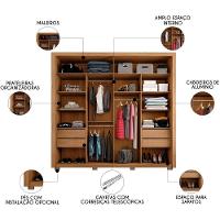 Guarda Roupa Casal 2 Portas De Correr E 8 Espelhos Praticus Freijó/off White - Caemmun - 6