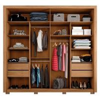 Guarda Roupa Casal 2 Portas De Correr E 8 Espelhos Praticus Freijó/off White - Caemmun - 7