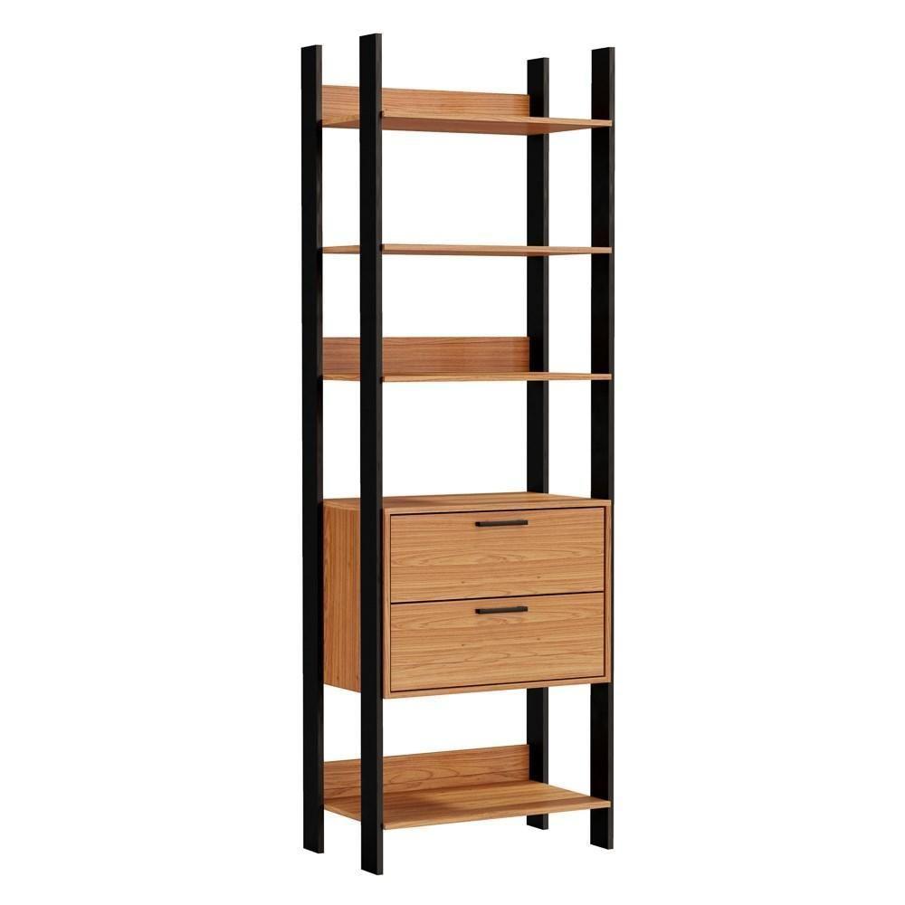 Guarda Roupa Closet Industrial 2 Gavetas 4 Prateleiras Tw401 Freijó/preto Fosco - Pradel - 1