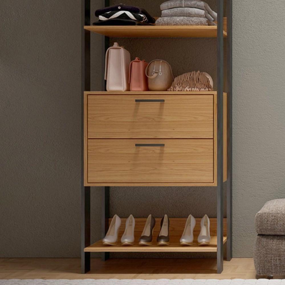 Guarda Roupa Closet Industrial 2 Gavetas 4 Prateleiras Tw401 Freijó/preto Fosco - Pradel - 3