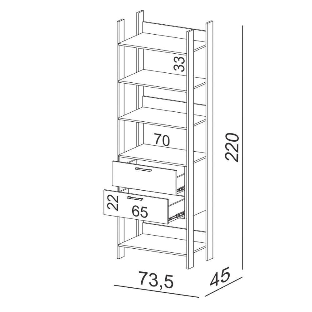 Guarda Roupa Closet Industrial 2 Gavetas 4 Prateleiras Tw401 Freijó/preto Fosco - Pradel - 4