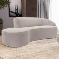 Sofá Living 3 Lugares 230cm Braço Direito Mozart D06 Bouclê Bege - Mpozenato - 2