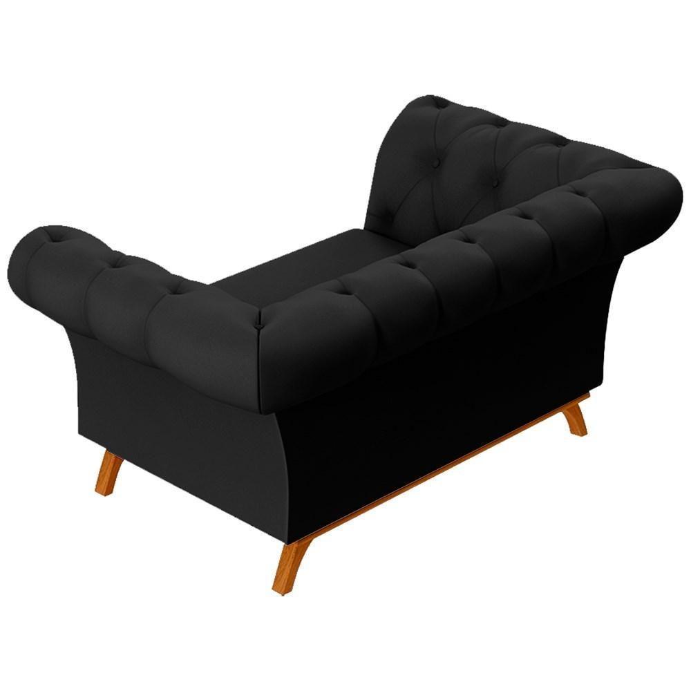 Sofá Para Sala De Estar 150cm 1 Lugar Base Madeira Império C-05 Corano Preto - Domi - 5