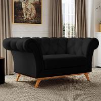 Sofá Para Sala De Estar 150cm 1 Lugar Base Madeira Império C-05 Corano Preto - Domi - 2