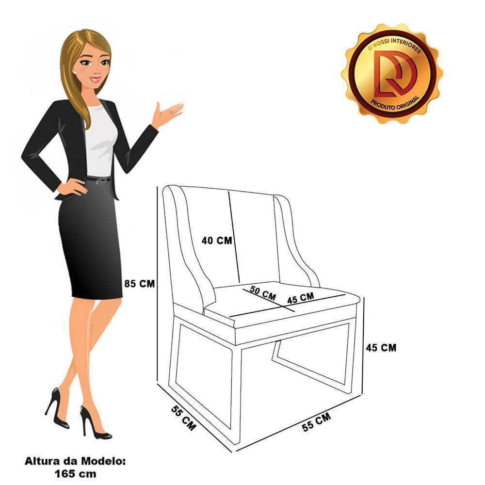 Cadeira Sala De Jantar Industrial Preto Kit 4 Liz Veludo Bege D03 - D'rossi - 7