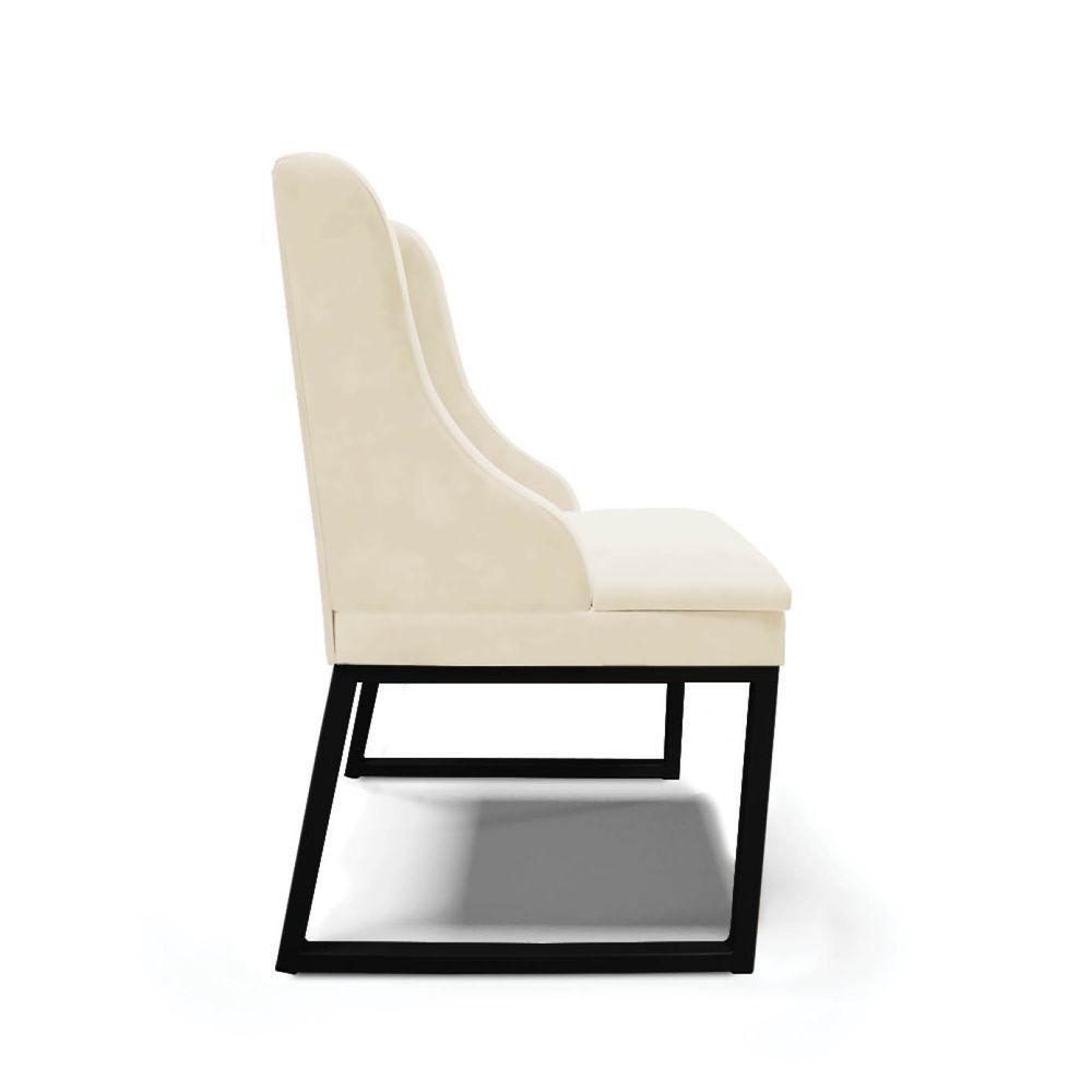 Cadeira Sala De Jantar Industrial Preto Kit 4 Liz Veludo Bege D03 - D'rossi - 10