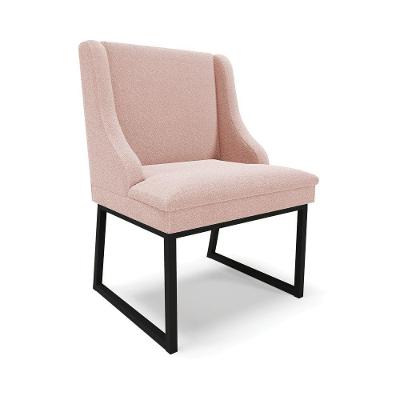 Cadeira Sala De Jantar Industrial Preto Kit 4 Liz Bouclê Rosê D03 - D'rossi