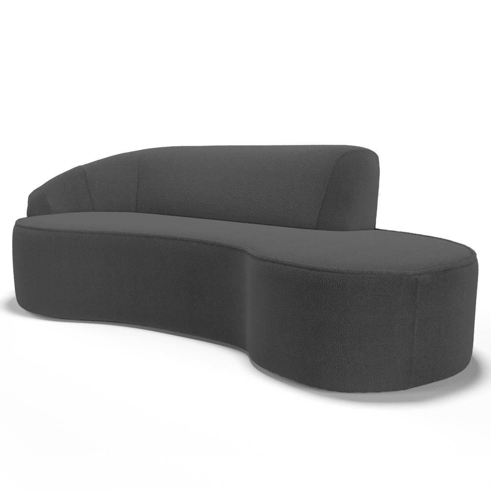 Sofá Living 3 Lugares 210cm Braço Esquerdo Mozart D06 Bouclê Chumbo - Mpozenato - 1