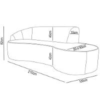 Sofá Living 3 Lugares 210cm Braço Esquerdo Mozart D06 Bouclê Chumbo - Mpozenato