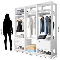 Módulo Guarda Roupa Closet Casal 1 Porta 2 Gavetas Titan Branco Velluto - Móveis Leão - 4