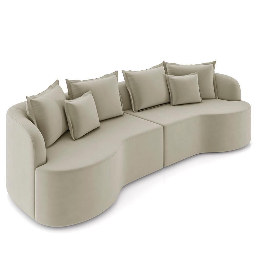 Sofá 4 Lugares 290cm Orgânico Quito Z08 Veludo Bege - Mpozenato - 1