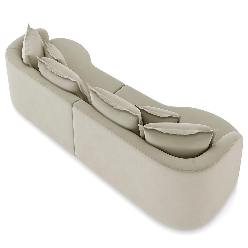 Sofá 4 Lugares 290cm Orgânico Quito Z08 Veludo Bege - Mpozenato - 6