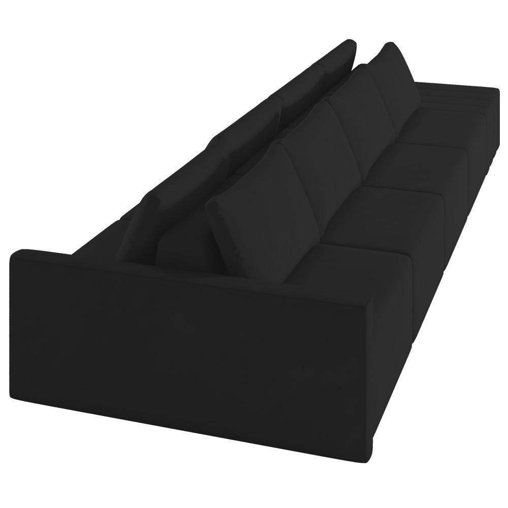 Sofá Ilha Modular Com Puff Para Sala Living 392cm Georgia Z08 Veludo Preto - Mpozenato - 8